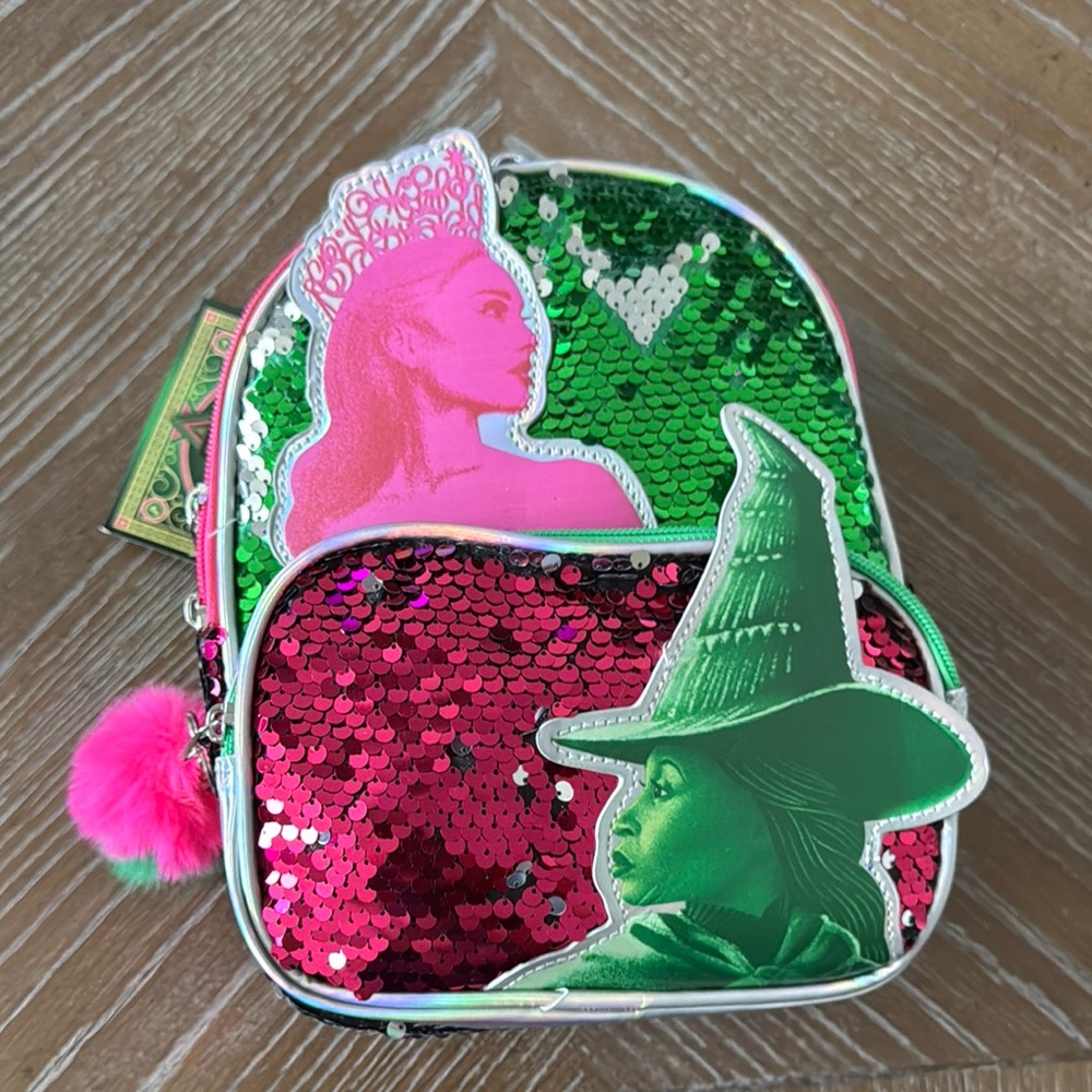 Wicked Sequin Backpack with Pink and Green Accents